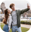 Couple taking selfie and enjoying their travel time Couple taking selfie and enjoying their travel time