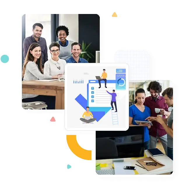 A collage of 2 images shows a team of test automation testers