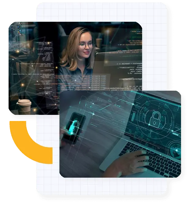 A collage of 2 images shows a team of test automation testers