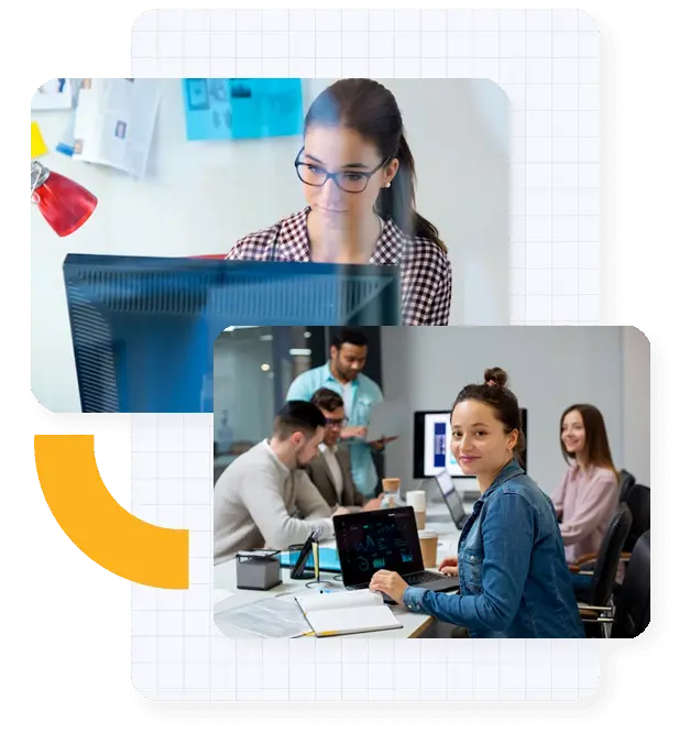 A collage of 2 images shows a team of test automation testers